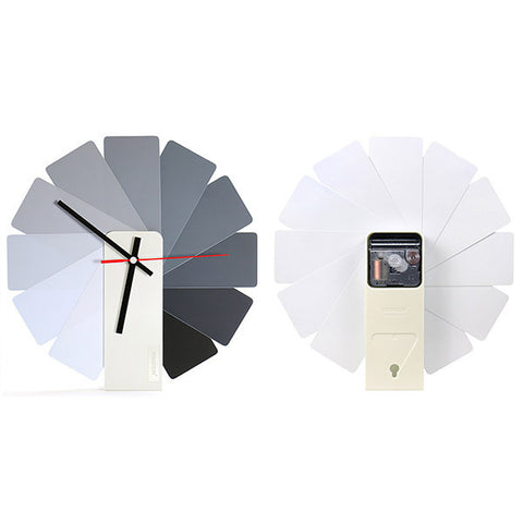 KIBARDIN Transformer Clock / White<BR/>時鐘 - 灰色扇葉/白色主體