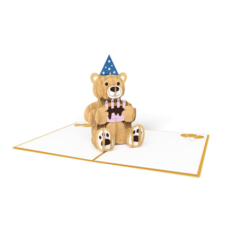LOVEPOP Gold Birthday Bear 3D card<br>生日卡片－淘氣泰迪熊