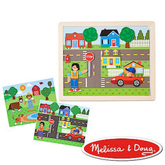 MELISSA & DOUG<br/>益智遊戲 - 木質磁鐵貼場景創作遊戲板