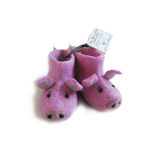 SEW HEART FELT Percy the Pig Children's Slippers</br>放牧小羊羊毛氈鞋 - 粉紅豬 (童鞋) - Shark Tank Taiwan 