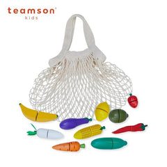 TEAMSON<BR/>小廚師法蘭克福木製玩具蔬菜水果網袋11件套組