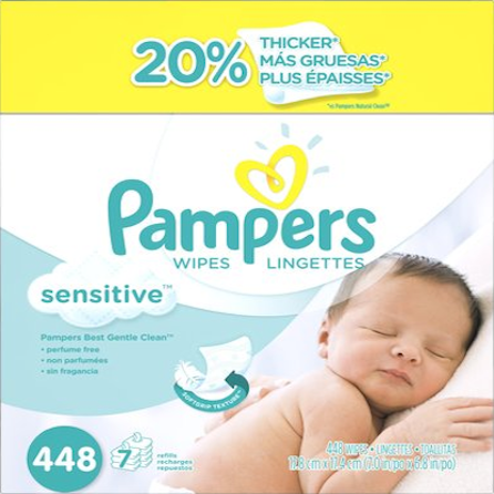 Pampers Sensitive Baby Wipes Refill - 448ct 增厚濕紙巾