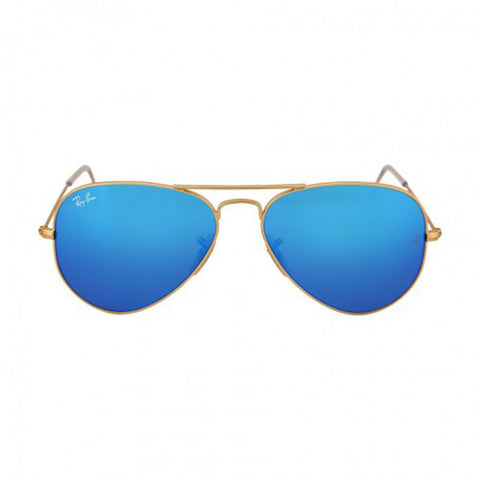 RAY BAN -  Aviator Gold Metal Frame Blue Mirror Polarized Crystal Lens 55mm Men's Sunglasses