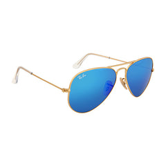 RAY BAN -  Aviator Gold Metal Frame Blue Mirror Non-Polarized Crystal Lens 55mm Men's Sunglasses - Shark Tank Taiwan 