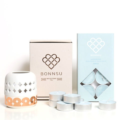 BONNSU Home Fragrance Set<br/>倒映骨瓷燭台 + 香氛蠟燭 禮盒組