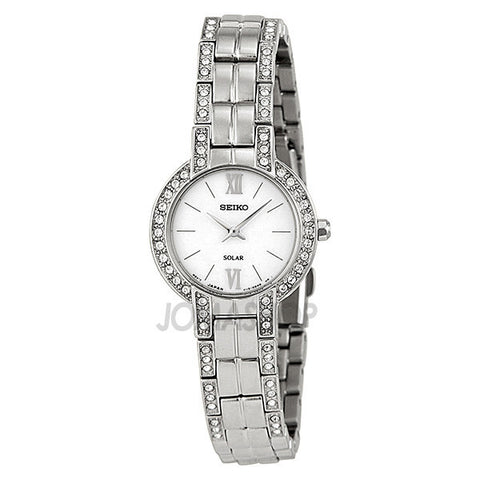 Seiko - Solar White Dial Stainless Steel With Swarovski Crystals Ladies Watch SUP199 (61% off) - Shark Tank Taiwan 