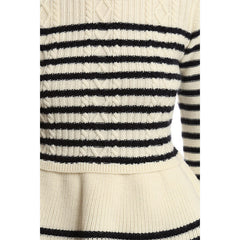 RED VALENTINO Striped Knit Sweater<BR/>波浪下擺條紋上衣