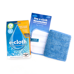 E-CLOTH<br/>深層清潔除菌抗過敏 - 輕量級拖把 120cm + 專用替換拖布 (除菌抗過敏藍布) 替換包