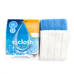 E-CLOTH<br/>深層清潔除菌抗過敏 - 輕量級拖把 120cm + 專用替換拖布 (除菌抗過敏藍布+靜電除塵白布) 超值包