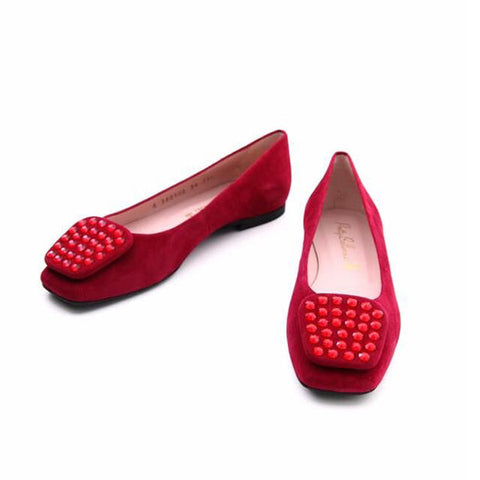 PRETTY BALLERINAS<BR/>Sasha 系列 時尚方頭圓珠麂皮平底鞋 (共2色) - Shark Tank Taiwan 