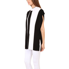 3.1 PHILLIP Oversize Intarsia Stripe Tunic<BR/> 黑白小高領無袖上衣