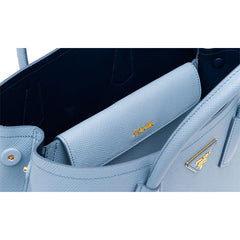 PRADA Saffiano Leather Tote<BR/>水藍防刮牛皮兩用包 L