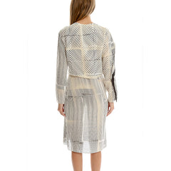 3.1 PHILLIP LIM Print Silk Ruffle Dress<br/>透膚噴漆條紋洋裝 (共2色)