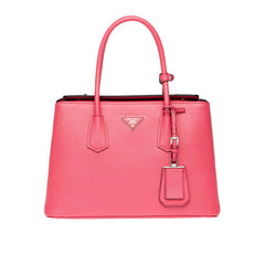 PRADA Saffiano Leather Tote Talco<BR/>粉色防刮牛皮雙扣鎖包 L