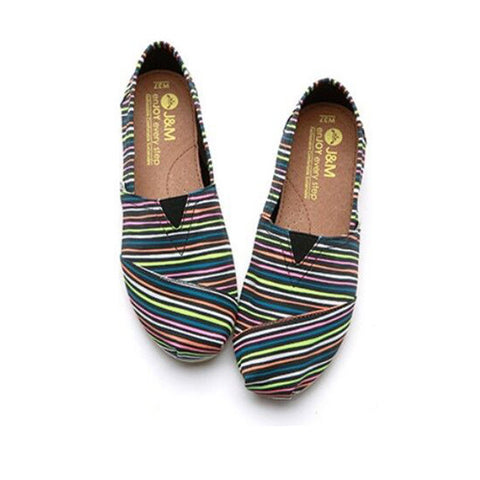 JOY & MARIO<BR/>經典條紋平底休閒鞋 - 黑