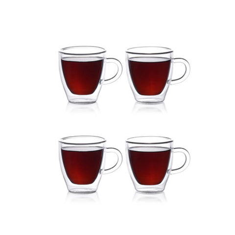 EPARE Double Wall Espresso Cups<br/>2oz 雙層耐熱玻璃義式濃縮咖啡杯 - 把手款 (4入/裝)
