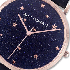 ALLY DENOVO<br/>[女款] 神秘星夜雙錶帶系列 - 玫瑰金鍊帶 + 黑色真皮錶帶 (限量三組)
