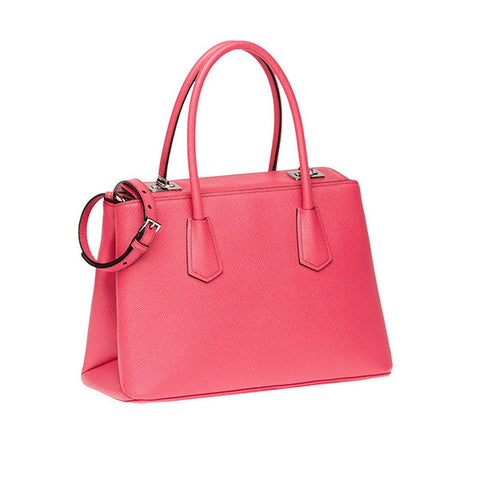 PRADA Saffiano Leather Tote Talco<BR/>粉色防刮牛皮雙扣鎖包 L