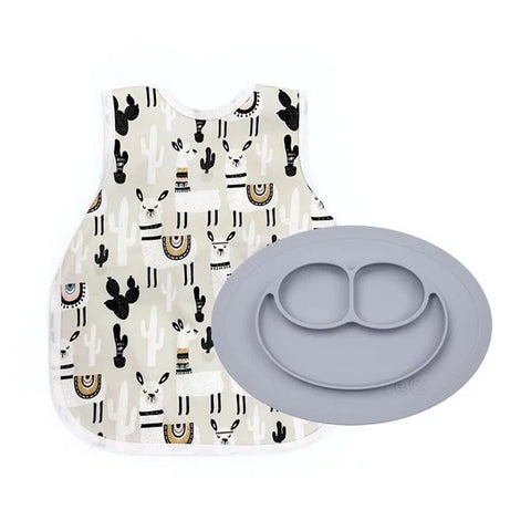 EZPZ<br/>寶寶用餐套組 - 迷你餐盤 (灰) + 微笑羊駝