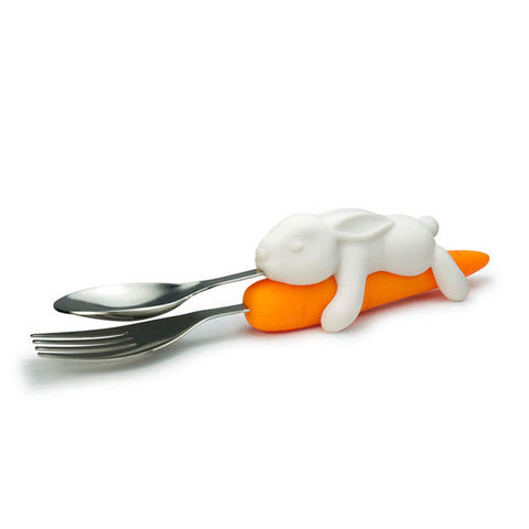 FRED & FRIENDS Snack Rabit<BR/>蘿蔔兔造型兒童餐具二件組 (叉子+勺子)