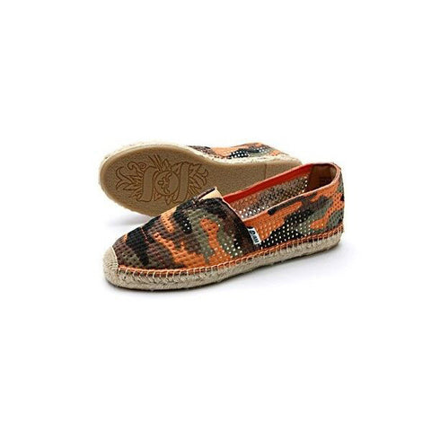 JOY & MARIO <br/>迷彩鏤空草編鞋 - 橘色