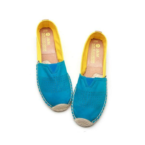 JOY & MARIO<BR/>撞色拼接草編鞋