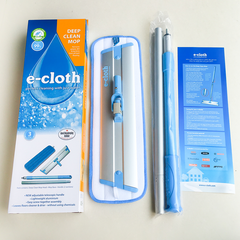 E-CLOTH<br/>深層清潔除菌抗過敏 - 輕量級拖把 120cm + 科技清潔布家用三件組 (萬用清潔布+玻璃拋光布+噴槍)