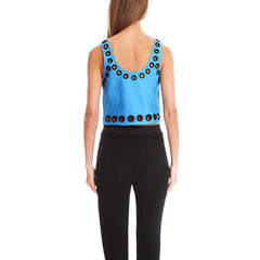 3.1 PHILLIP LIM Cropped Tank w/ Embroidered Eyelet Detail<BR/>寶藍圓環背心