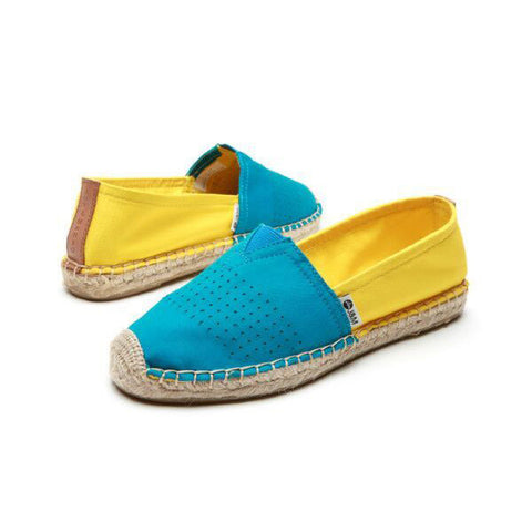 JOY & MARIO<BR/>撞色拼接草編鞋