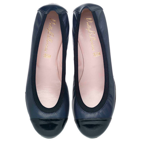 PRETTY BALLERINAS<br/>Shirley 系列 深藍小羊皮漆皮平底鞋