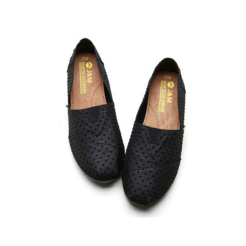JOY & MARIO<BR/>圓點暗金線條平底休閒鞋 - 黑