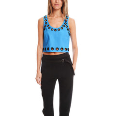 3.1 PHILLIP LIM Cropped Tank w/ Embroidered Eyelet Detail<BR/>寶藍圓環背心