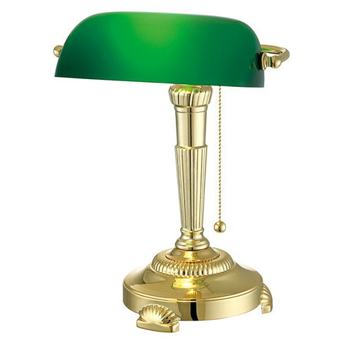 Green Glass Shade Bankers Lamp<br/>古典桌燈