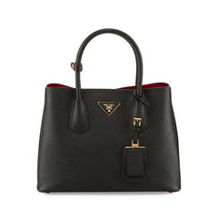 PRADA Saffiano Leather Tote<BR/>經典黑防刮牛皮兩用包 L