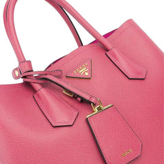 PRADA Saffiano Leather Tote<BR/>桃粉防刮牛皮兩用包 L