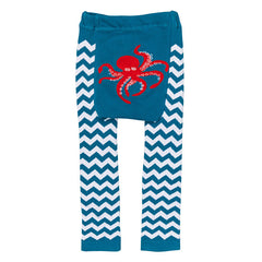 DOODLE PANTS Teal Chevron Octopus Leggings<BR/>湖水綠章魚緊身褲 - Shark Tank Taiwan 歐美時尚生活網
