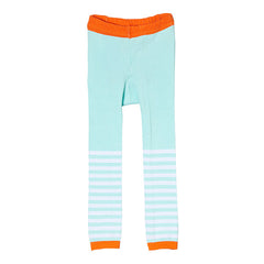DOODLE PANTS Turquoise Stripe Woodland Fox Leggings<BR/>木頭島狐狸緊身褲