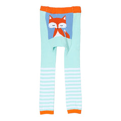DOODLE PANTS Turquoise Stripe Woodland Fox Leggings<BR/>木頭島狐狸緊身褲