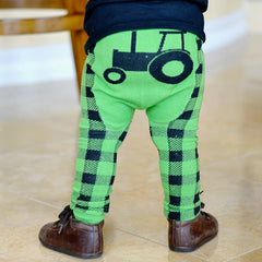 DOODLE PANTS Green Tractor Leggings<BR/>綠色推土機緊身褲