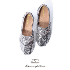 JOY & MARIO <br/>透膚花朵草編厚底鞋 - 灰色 - Shark Tank Taiwan 