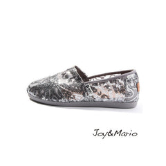 JOY & MARIO <br/>透膚花朵草編厚底鞋 - 灰色 - Shark Tank Taiwan 