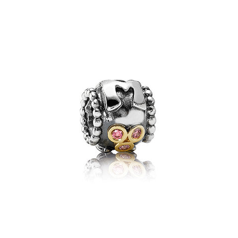 PANDORA Mom Charm w/14K and Salmon Zirconia
