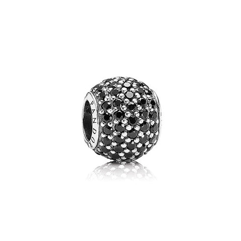 PANDORA Silver and Black Pav Cubic Zirconia Ball Charm