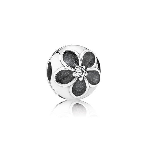 PANDORA Mystic Floral, Clear CZ & Black Enamel