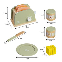TEAMSON<BR/>小廚師法蘭克福木製玩具烤麵包機組 - 綠色 - 11件組