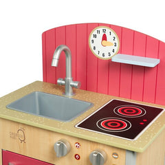 TEAMSON<BR/>小廚師波爾多木製家家酒玩具小廚房-木紋/紅色