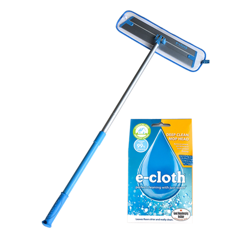 E-CLOTH<br/>深層清潔除菌抗過敏 - 輕量級拖把 150cm + 專用替換拖布 (除菌抗過敏藍布) 替換包