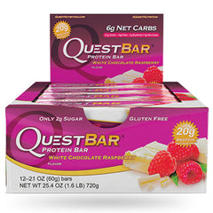 QUEST Protein Bars - White Chocolate Raspberry<BR/>高蛋白營養棒 - 覆盆子白巧克力 (12入)