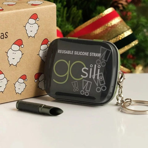 GOSILI<br/>聖誕吸管插畫禮盒組 鑰匙圈 - 沉穩灰 附切口器