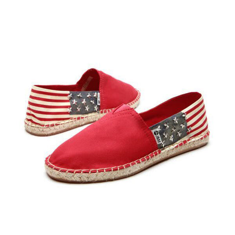JOY & MARIO<BR/>立體星星美國國旗草編鞋 - 紅